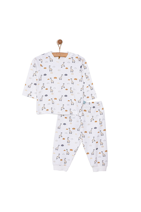 Pambuliq Unisex Bebek Organik Pijama Takım İnterlok Çıtçıtlı Pambuliq  Bisiklet Yaka Uzun Kol