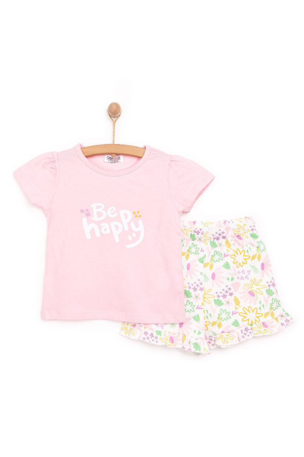 ebebek Hello Baby HelloBaby Basic Kız Be Happy Baskılı Tshirt-Şort Kız Bebek