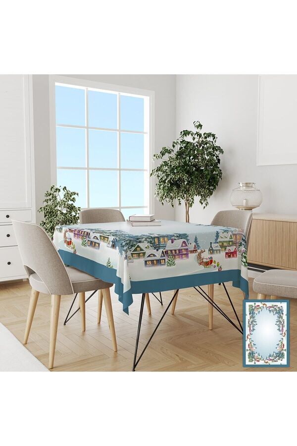 Pusula Home-New Year's Edge Blue Stripe Tablecloth 1