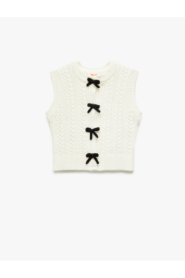 Koton Fiyonk Detaylı Bisiklet Yaka Ajurlu Triko Süveter