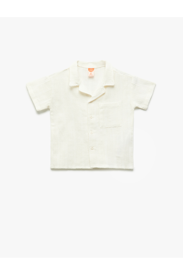 Koton Kısa Kollu Viskon Karışımlı Düğmeli Cep Detaylı Basic Gömlek