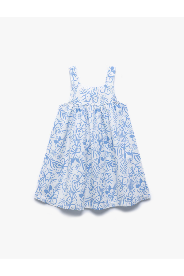 Koton Viskon Kare Yaka Kolsuz A Kesim Desenli Elbise