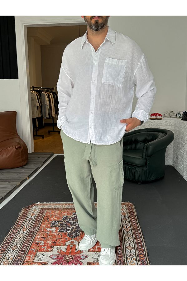 BYBASICMAN-White Muslin Fabric Long Sleeve Shirt G-5186/5468 1