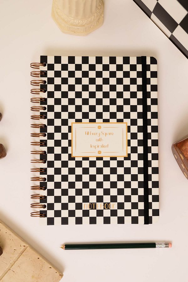 Matt Notebook-Spirilli Elastic B5 Notepad 17X24 cm Check Pattern 1