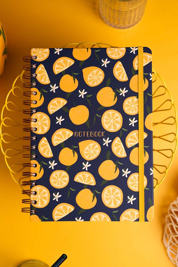 Matt Notebook-B5 17x24 سم دفتر ملاحظات مربعات مطاطية حلزونية غير مؤرخة ليموني 1