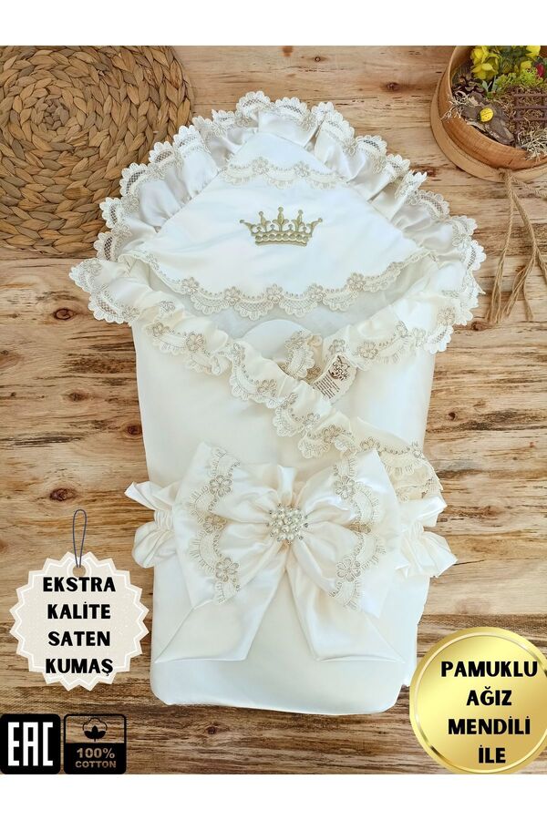 Tomuycuk Özel Tasarım Kız Erkek Bebek Battaniyesi Kundağı %100 Pamuklu Hastane Çıkışı Yenidoğan Mevlütlük