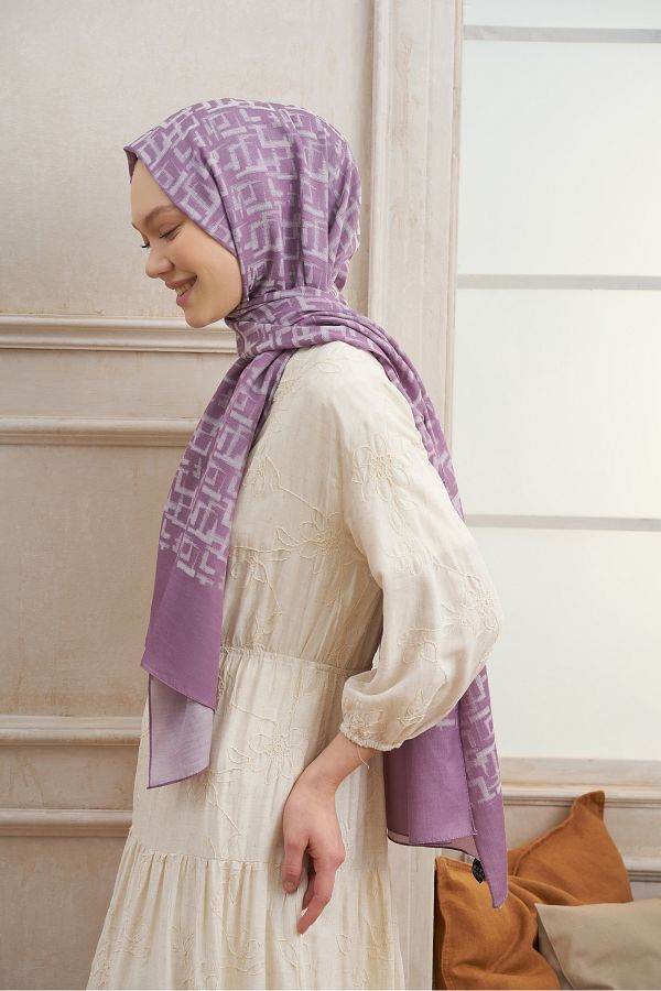 ARMANDA-Alize Series Square Pattern Shawl - Black 1