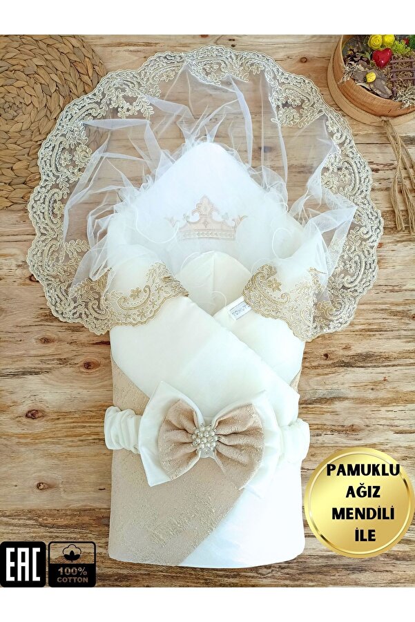 Tomuycuk Gold Pr Bebek Kundağı, Unisex Bebek Dış Kundak Battaniyesi, Hastane Çıkışı Kundak Battaniye