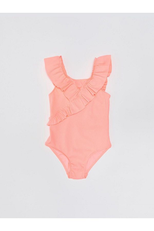 DEEP BEACH-Frilled striped fabric girls' swimsuit DB200789CM 1
