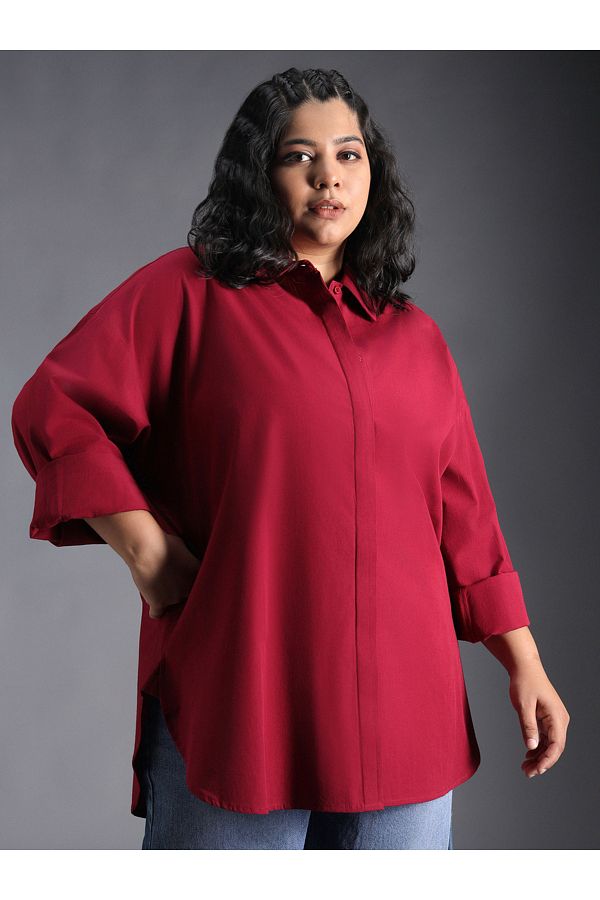 High Star By Styli-Plus Size Classic Spread Collar Oversized Casual Shirt 1
