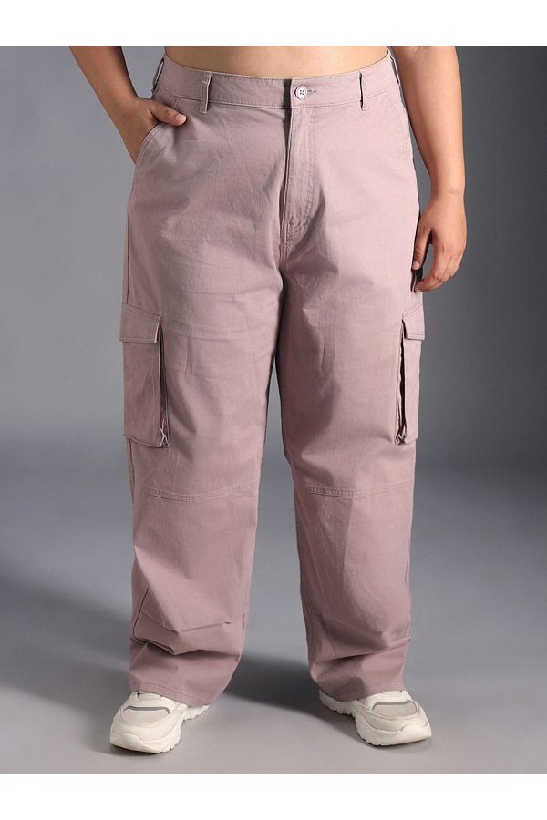 High Star By Styli-Plus Size High Rise Straight Leg Cargo Pants 1
