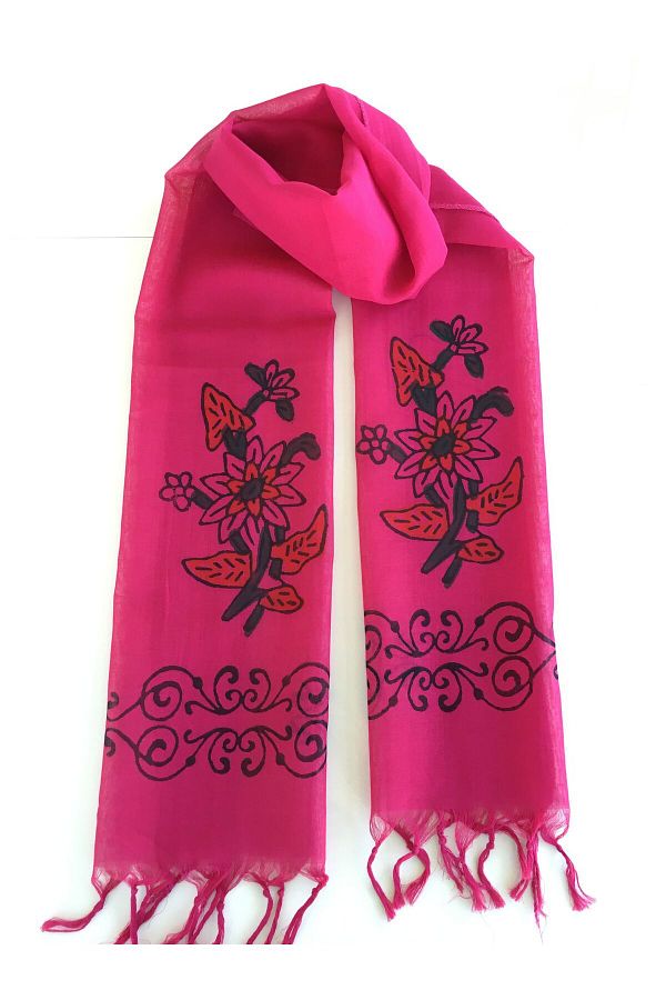 Milenam-Cotton Fabric Traditional Woodblock Print Scarf 1