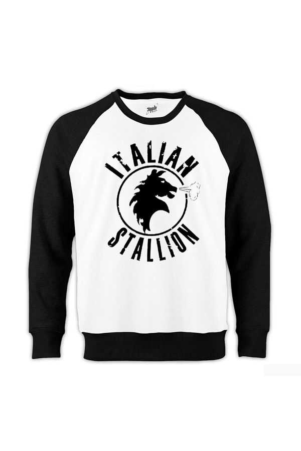 Z zepplin Rocky Balboa Italian Stallion Raglan Sleeve White Sweatshirt Trendyol