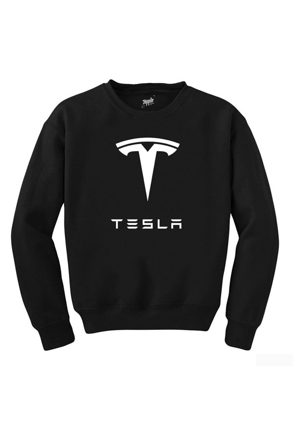 Z zepplin Tesla Logo Black Sweatshirt Trendyol