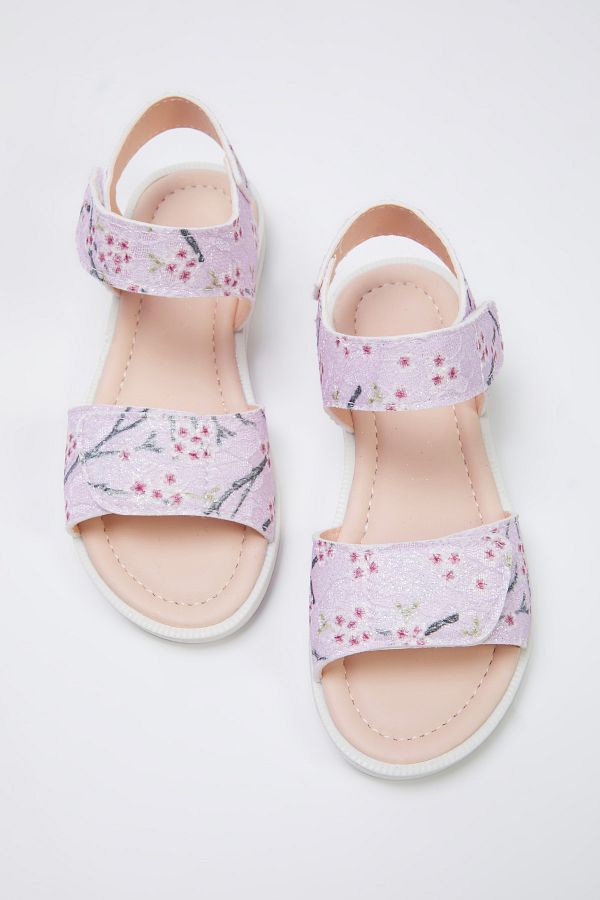 TRENDYOL SHOES-Dívčí dětské sandály s růžovým páskem na suchý zip TAKSS25SD00052 1