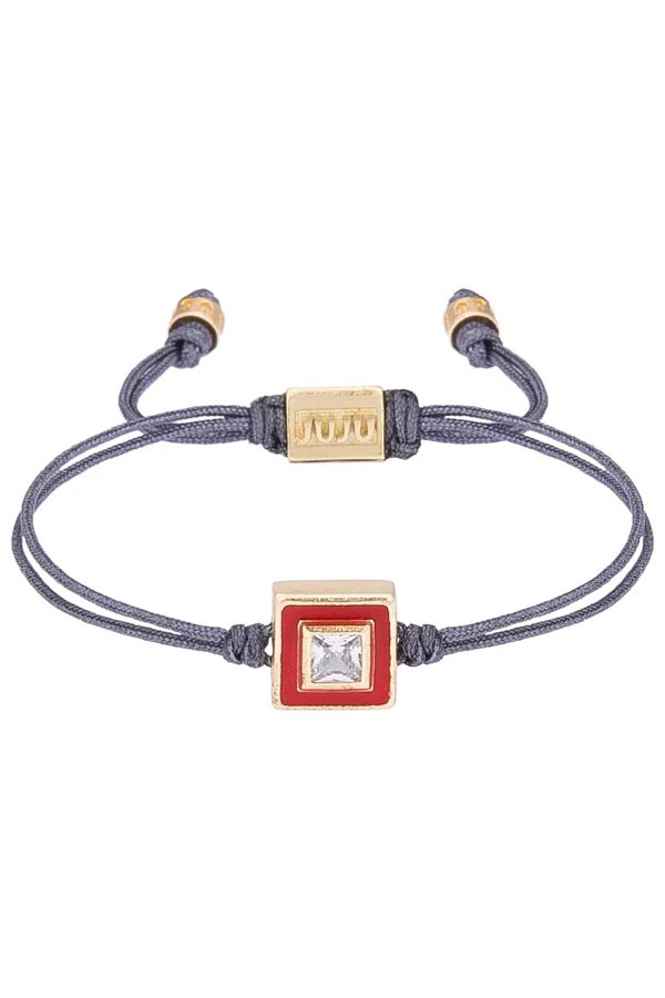 JUJU MOOD-Red and Gray Bracelet with Stone Detail - String Design 1