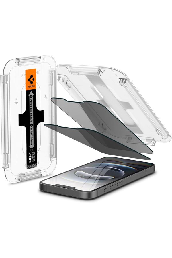 Spigen-Spigen GLAStR EZ FIT PRIVACY 2 Pack for iPhone 16e / 14 / 13 Pro / 13 Screen Protector 1