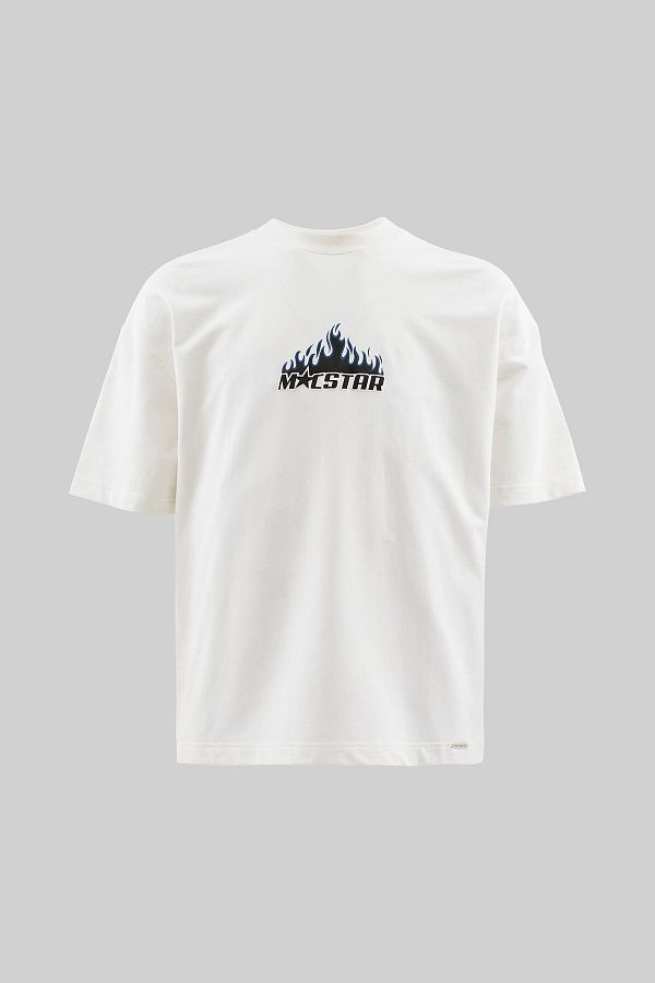 Machinist-Ανδρικό μπλουζάκι Macstar Flame Printed Oversize Ecru 1