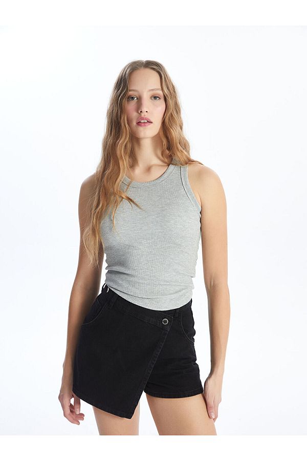 LC Waikiki-Γυναικεία φούστα Standard Fit Duz Jean Sort - S4DL43Z8 1