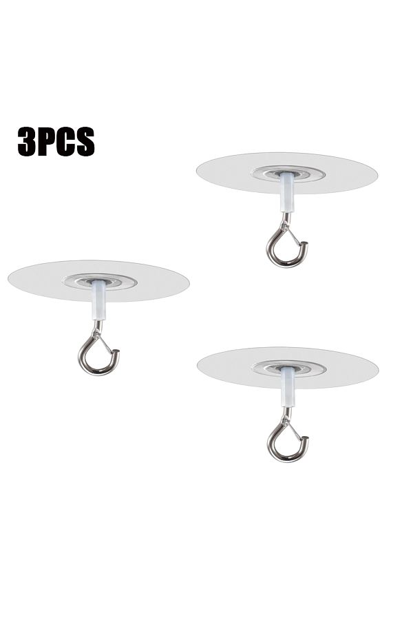 Choice-Transparent-3PCS Stick Ceiling Hooks Heavy Duty Self-Adhesive Water Resistant Hooks for Ceiling Mult 1