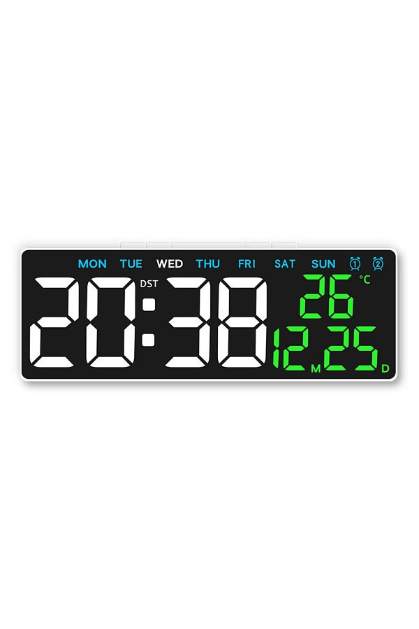 Choice-white shell white Digital Led Alarm Clock Temperature Date and Week Display Table Clock Night Mode B 1