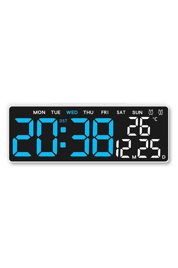 Choice-white shell blue Digital Led Alarm Clock Temperature Date and Week Display Table Clock Night Mode Br 1