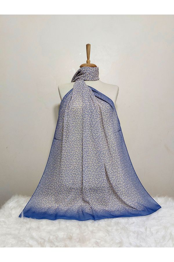 REMOMODA-180X70 cm Small Leaf Patterned Chiffon Shawl 1