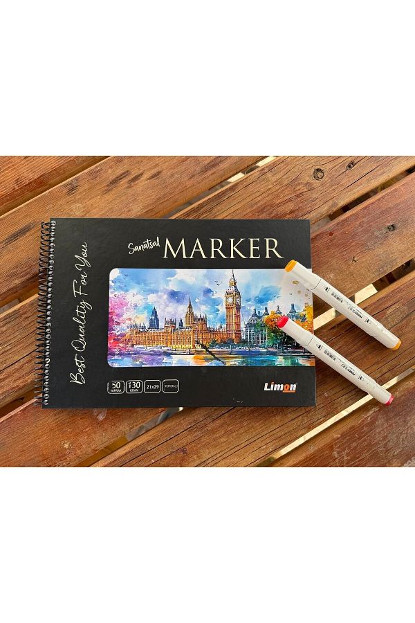 LİMON DEFTER-Lemon Notebook Artistic Marker Pen Notebook Large Size (Backproof Paper) (Size 21X29) 1