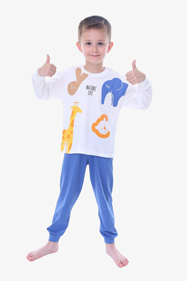 İsobel Kids Nature Life Erkek Pijama Takımı - Ekru