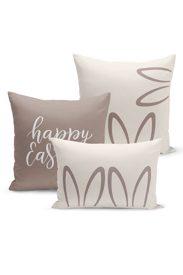 Bertille Home-Set de huse de pernă din 3 piese, imprimate digital pe două fețe, seria de primăvară (Paște de primăvară) 1