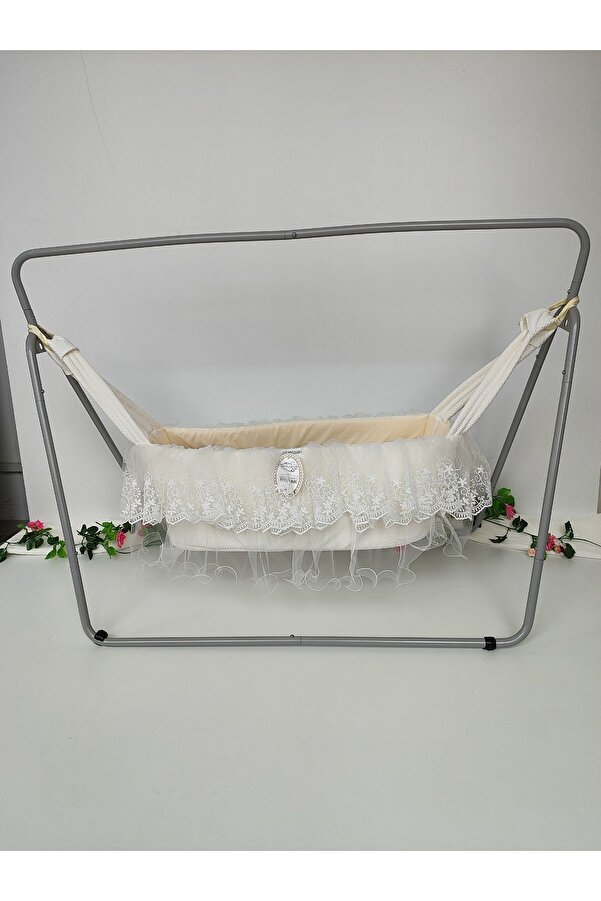 Tomuycuk Anne Yanı Bebek Salıncağı Metal Hamak Taşınabilir Beşik Portatif Katlanır Pamuklu Taşıma Kundak