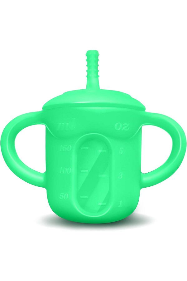 COOYA-Silicone Straw Cup with Straw, Lid and Built-in Dimensions, Drinking Training for Infants 1