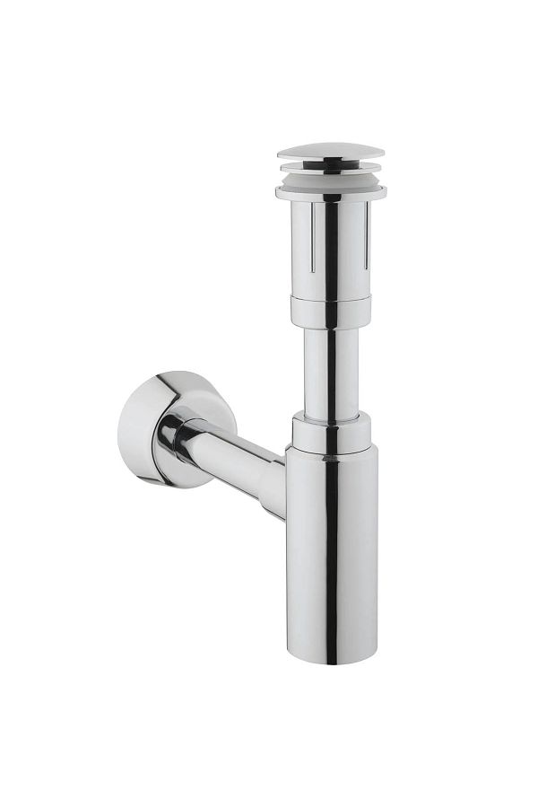 VitrA-Bathroom sink drain trap set with valve, plastic with chrome look, click-clack 1