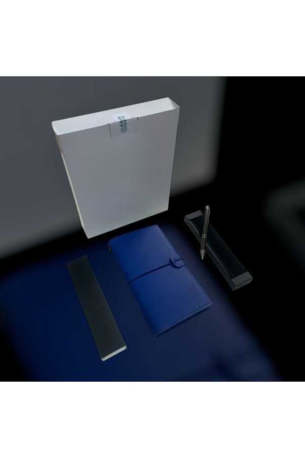 Kerem ofis-Leather 3 Inner Notebook and Pen Set, Plain and Lined Checked with Rubber Lock 1