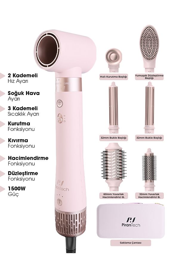 pirantech-Ks-611 Style-Airwrap 6 Head Hair Styling and Drying Set - Curl, Volume, Fast Drying 1