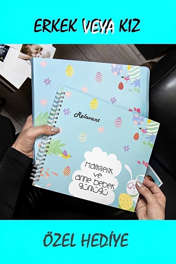 Relavant Hamilelik Ve Anne Bebek Günlüğü & Hamile Anı Defteri & Bebek Anı Defteri 20x23 Sticker Hediyeli