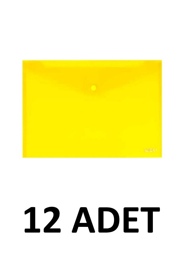 Noki-12 Pcs Clear A4 Snap Closure File Envelope File Yellow 1