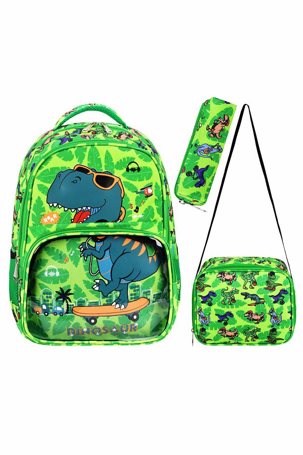 Roxy-Dinosaur Licensed Set of 3 - Primary School Bag, Thermal Lunchbox and Pencil Case 1