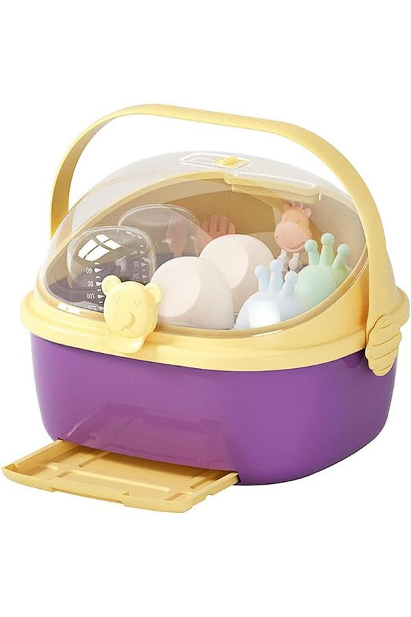 COOYA-Baby Bottle Drying Rack,Large Baby Bottle Organizer with Cover ＆ Removable Drain Tray,Easy to Clean 1