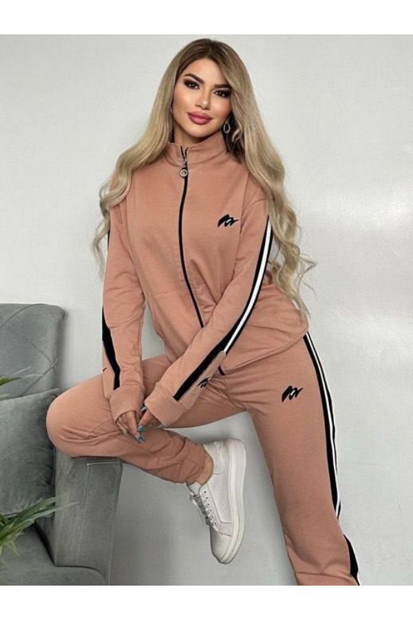 MİMİ Luxury Wear-Dámská vyšívaná tepláková souprava z lycry - na zip, 2 nitě 1