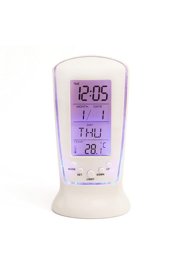 Choice-White 1Pcs White 510 Mini Small Alarm Clock Led Luminous Music Alarm Mute Lazy Electronic Clock with 1