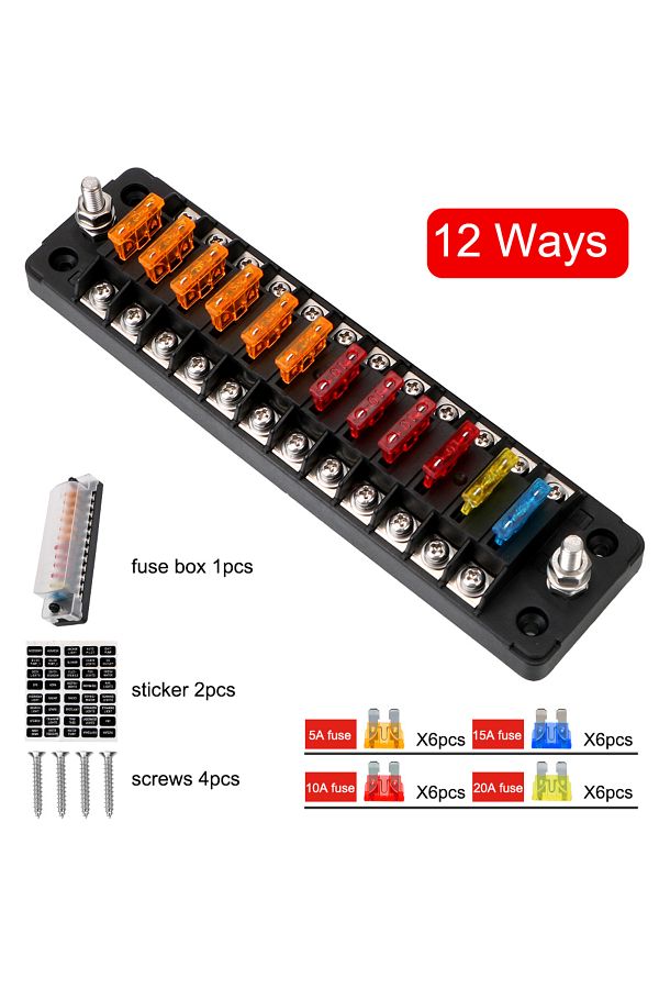 Choice-army green 32V 75A Fuse Box Holder Flame Retardant 6 Ways 12 Ways Blade Fuse Block With Cover Access 1