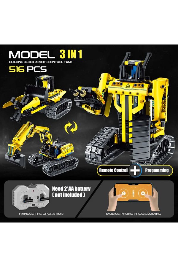 Choice-3 In 1 Excavator Technical 3 IN 1 City Engineering Car Excavator Bulldozer Transform RC Robot Model 1