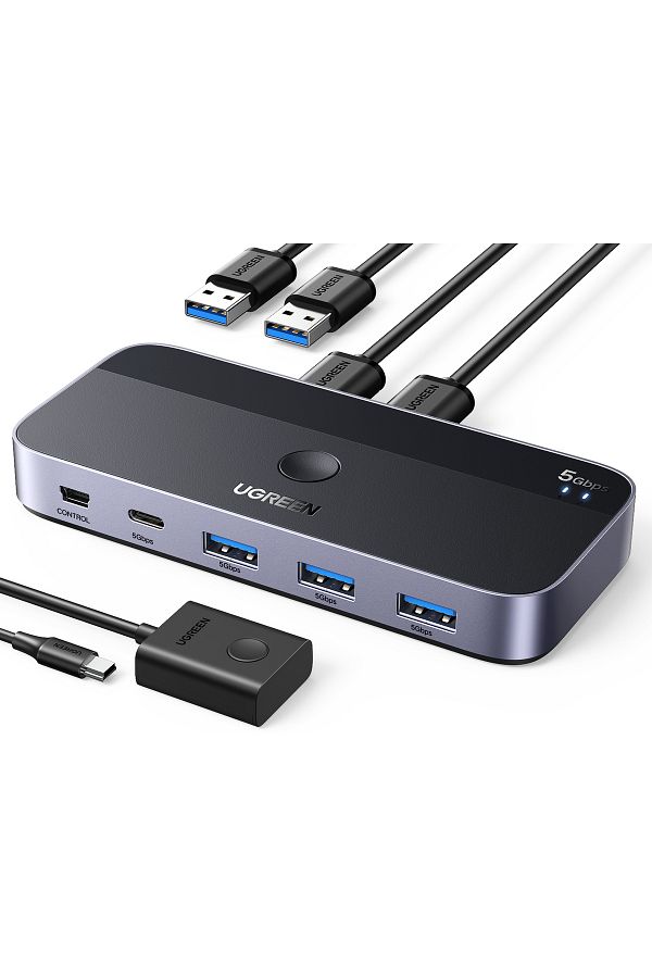 Ugreen-| مفتاح مشاركة USB 3.0 2 مدخل 4 مخرج | رمادي 1