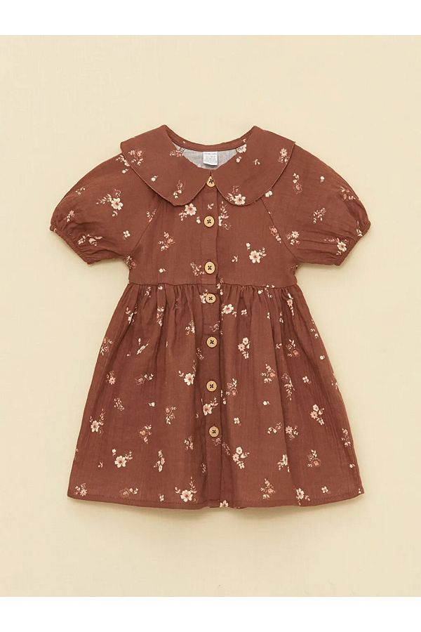 LC Waikiki-Lcw Baby Floral Patterned Baby Collar Baby Girl Dress 1