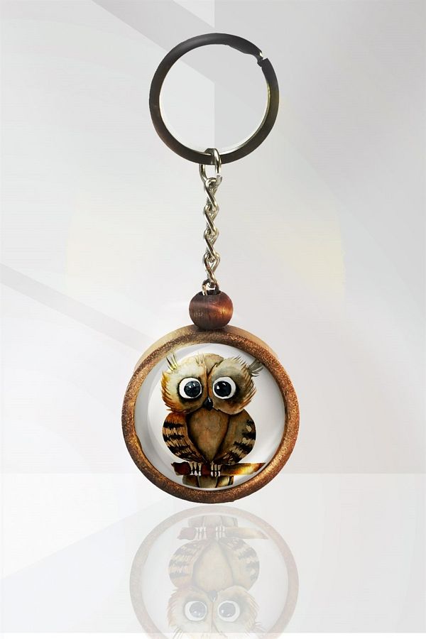 Tahtakolik-Owl Single Size Keychain - Wooden N11.16367 1