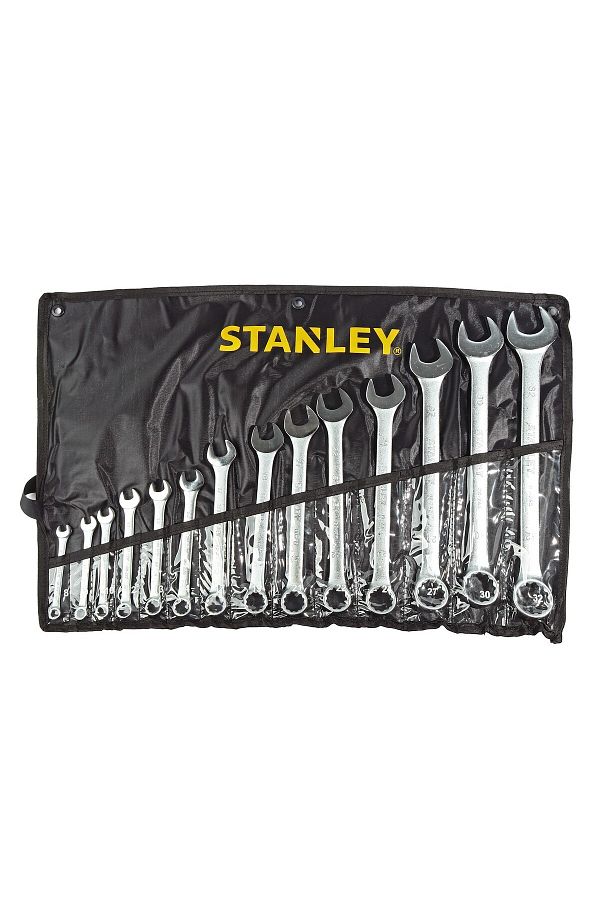 Stanley-Stanley 14-Piece Double Ended Combination Wrench Set with Canvas Bag, Model CWB (Sizes 8-32 mm) 1