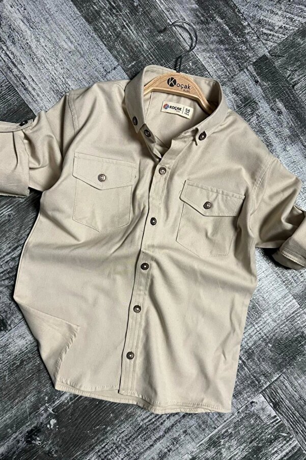 Kidmark Çocuk Modası Erkek Çocuk Gabardin Cepli Bej Gömlek