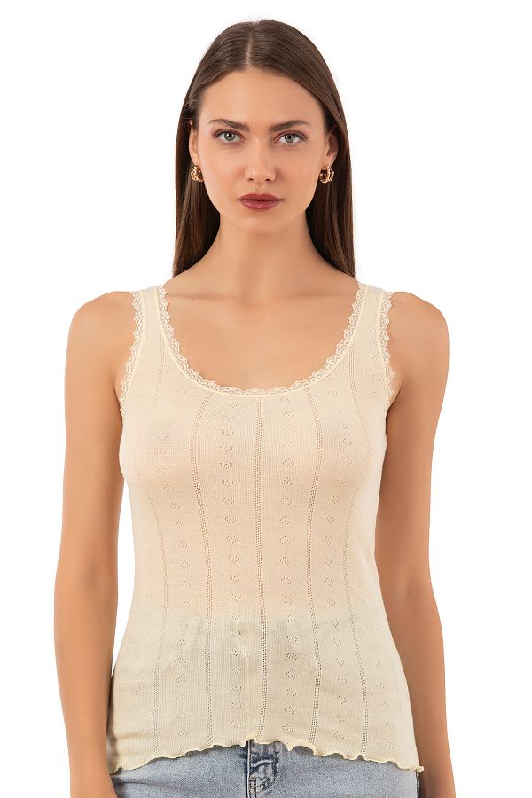 ÖZKAN underwear-Özkan 23493 Women's Transfer Ribbed Flexible Soft Thick Strap Tank Top 1