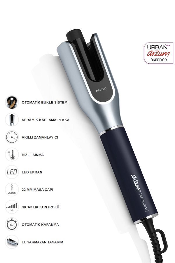 Arzum-Revolution Automatic Rotating Curling Iron - Platinum Gray - Ar5156 1